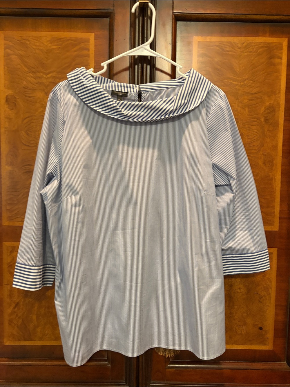 Talbots Light Blue Pinstripe Dress Shirt with Contrast Collar